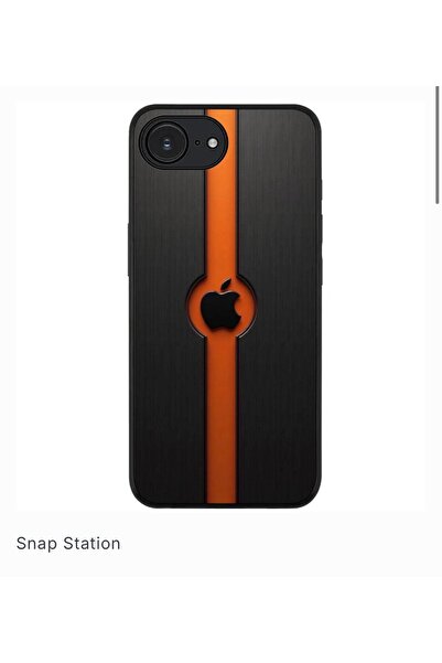 SNAPSTATIONRO Προστατευτική θήκη, MagSafe, iPhone 16E - Apple_Logo_Orange_Black