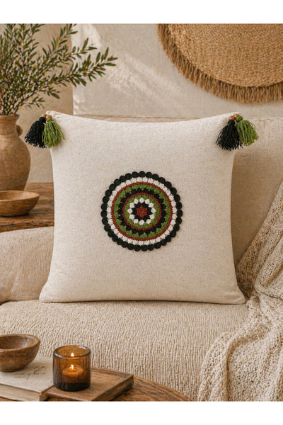 Sister Home Design Boho Mandala Throw Pillow Cover Handmade Natural Fabric Co...