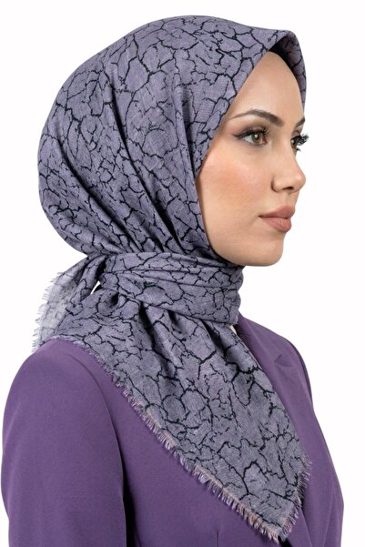 hadiora وشاح منقوش بنمط متموج 6517