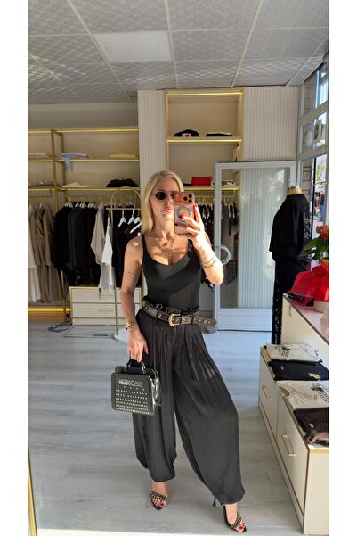 H&H COLLECTION KEMER DETAYLI SATEN PANTOLON