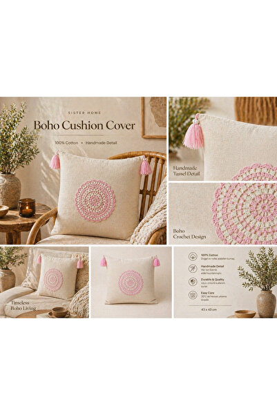 Sister Home Design Boho mandala jastučnica, ručno izrađena od prirodne tkanin...