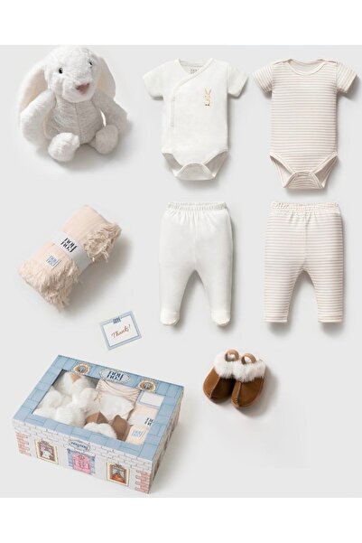 Mert Baby Mösyö Lartin Rabbit Sleeping Buddy 7-Piece Newborn Gift Set Organic...