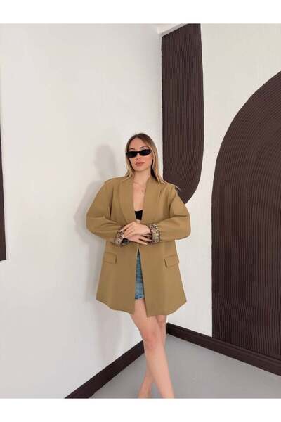 VESS MODA Patterned lined shawl collar blazer jacket