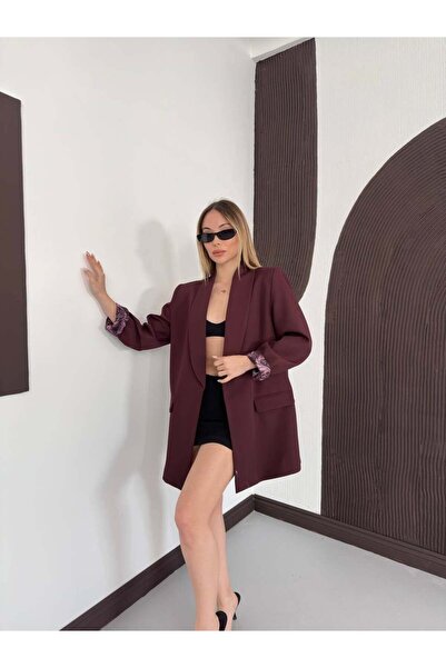 VESS MODA Patterned lined shawl collar blazer jacket