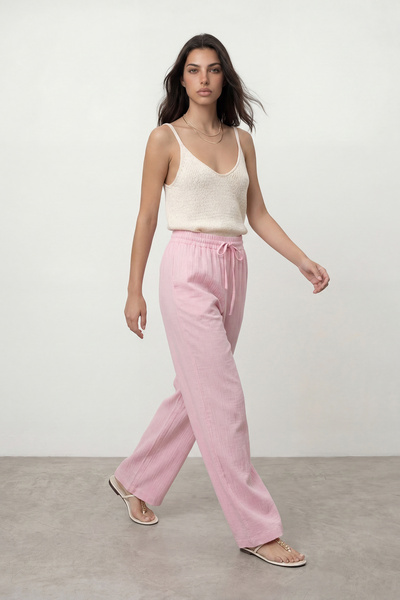 Nazline Wide Leg Trousers with Waist Tie