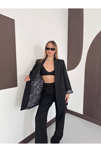 VESS MODA Patterned lined shawl collar blazer jacket