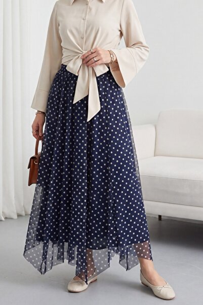 HİJABAYA Φούστα σιφόν με ελαστική μέση, ασύμμετρο κόψιμο και επένδυση από υφά...