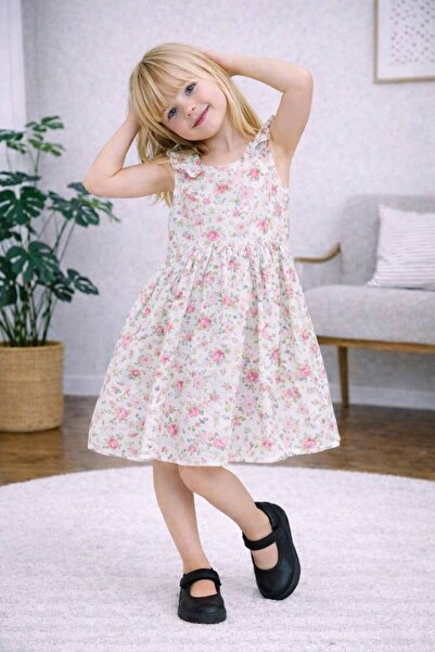 ARBİ kids Κοριτσίστικο φόρεμα από υφαντό ύφασμα με λουλούδια και λεπτομέρεια ...