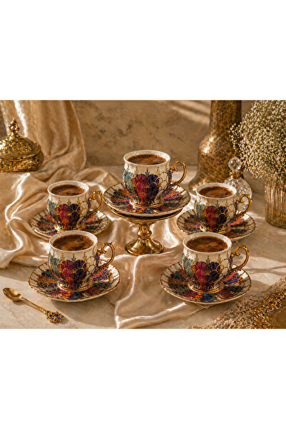 R-EYLA REYLA Imperial Mosaic 6’li Türk Kahvesi Fincan Takımı – El Yapımı, Alt...