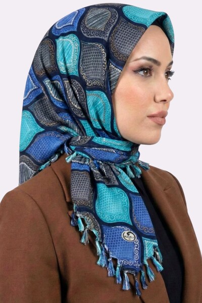 hadiora قلم كتابة نسائي باللون الفيروزي والأزرق الداكن مع خرز منقوش أصلي