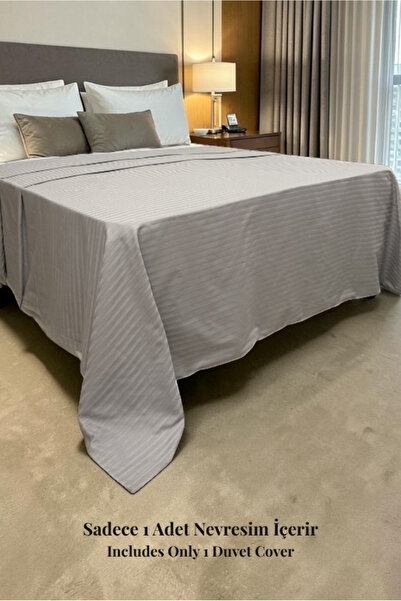 VESSİNOHOME Παπλωματοθήκη Μόνο Βαμβακερό Σατέν Μονό Πολυτελές Ριγέ Σατέν Παπλ...