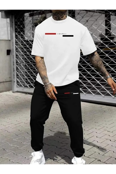 PAVRO Unisex Oversize Σετ Φόρμας με Μικτό Σχέδιο και Στάμπα, Άνετο Σετ Φόρμας...