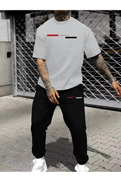 PAVRO Unisex Oversize Σετ Φόρμας με Μικτό Σχέδιο και Στάμπα, Άνετο Σετ Φόρμας...