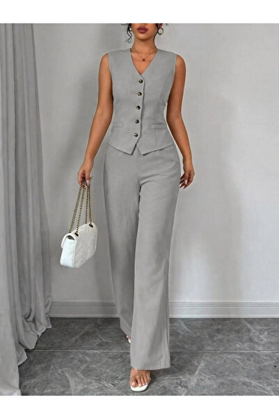 Butik Women's Strappy Button-Front Blouse and Pants Linen Two-Piece Set