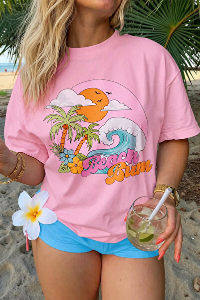 Velostra Women's Beach Printed Oversize Comfortable Daily Use Combed Cotton T...