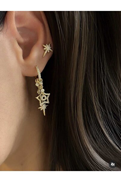 XUPING JEWELRY Charm Detaylı Gold Halka Küpe