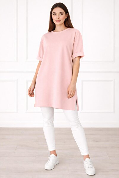 Kuraff Giyim Women's Comfortable Cut-Out Half-Sleeve Combed Cotton Tunic with...