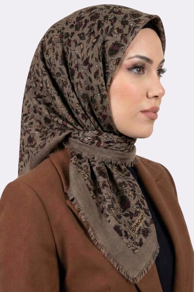 hadiora Nostaljik Floral Motifli Flamlı Eşarp