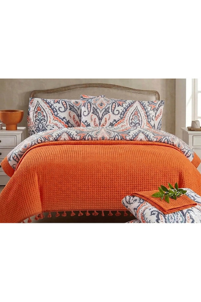 İpeksi Σετ Πικέ Διπλό με Πομπόν και Ελαστικά Σεντόνια