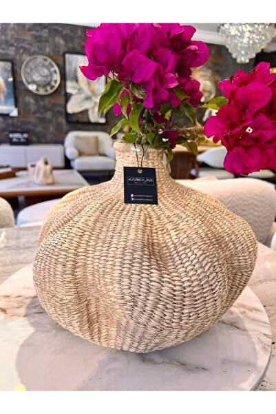 KARCILAR HOME STORE hasır görünümlü poliüreten vazo 33 x 26 cm .