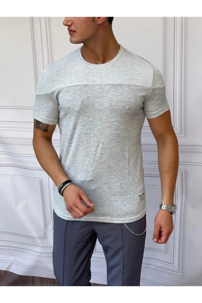 MODEFENDİ Tricou slimfit tricotat din bumbac, cu detalii în culori contrastante