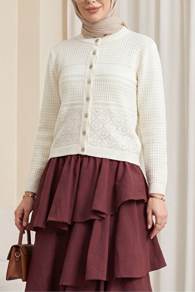 HİJABAYA Ζακέτα πλεκτή με στρογγυλή λαιμόκοψη και διάτρητα κουμπιά