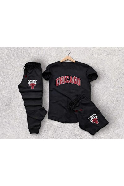 Gutsy Μπλουζάκι, Φούτερ, Σορτς, Σετ 3 τεμαχίων, Τυπωμένο με το Τσικάγο, Ανδρι...