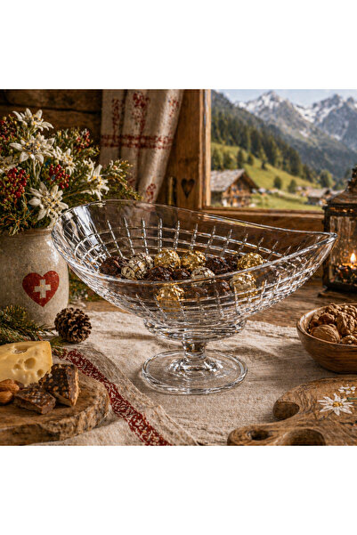 Byblos ✨ Luxury Serving Plate with Stand - Crystal Glass Carved Design Elegan...