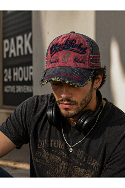 HatClub Exclusive Men's Vintage Washed Hat Black Rebel Embroidered Adjustable...