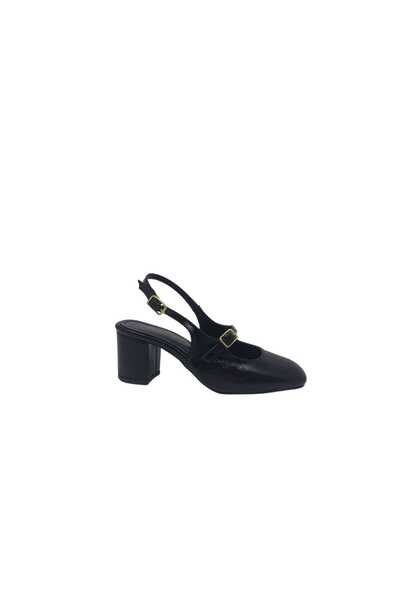 Zerhan EgeStyle 901 Γυναικεία μαύρα παπούτσια με κλειστή μύτη και ανοιχτή πλά...