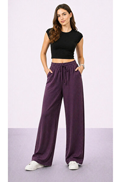 İDOL GİYİM Women's Tencel Fabric Comfortable Cut Wide Leg Pants Elastic Waist...