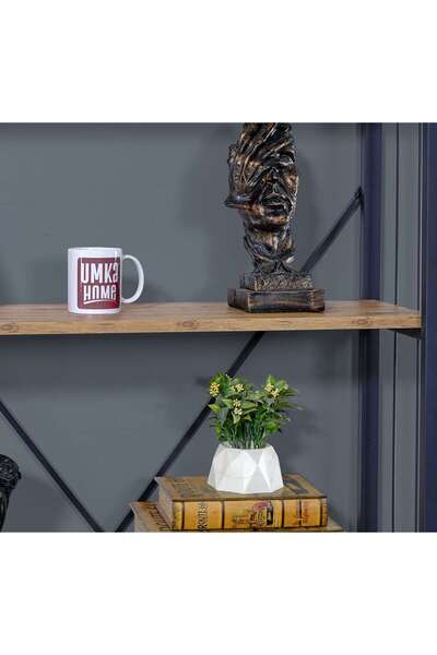 UmkaHome Modern Loft Metal & Ahşap 5 Katlı Dekoratif Kitaplık – 180x90x25 cm