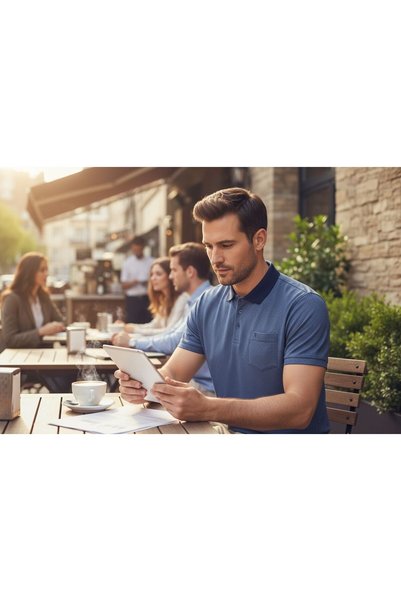 GÖMLEK GALERİSİ Men's Regular Fit Patterned Cotton Polo Neck T-Shirt
