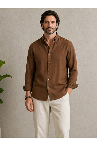 FıttingRoom Oversize Brown Woven Shirt