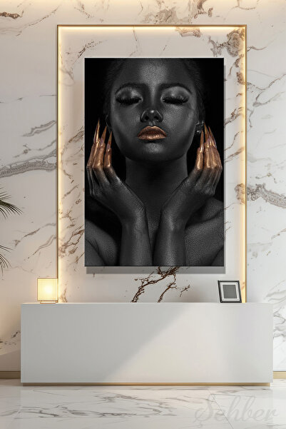 Şehber Dekoratif Dikey Kanvas Tablo Tekli Kuaför Güzellik Salonu Makyaj Nail ...