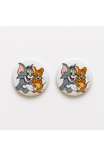 Srctech Tom ve Jerry Çanta Rozet İğneli Buton Rozet 44 mm 2'li