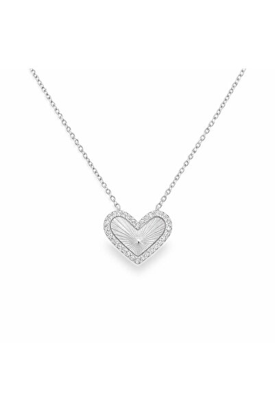 Bijuteria SORELLY Ασημένιο κολιέ καρδιάς με αυλακώσεις
