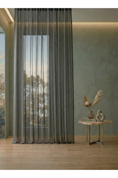 Bercem Home Υψηλής ποιότητας γκρι απλή κουρτίνα από τούλι - Εξτραφόρ με κορδό...
