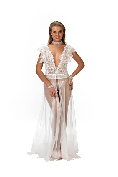 FIRST STYLE لانجري تركي طويل باللون الأبيض