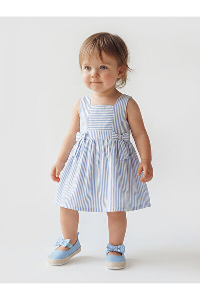 LC Waikiki Nevavm Square Collar Striped Bowknot Baby Girl Dress with Difference