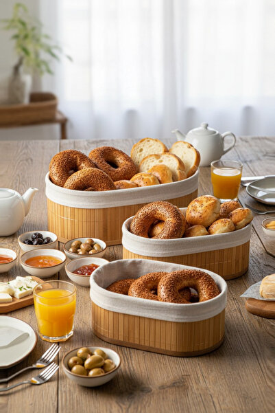 Porsima Σετ 3 τεμαχίων Pinterest Basket Bamboo Basket Set Διακοσμητικός Οργαν...