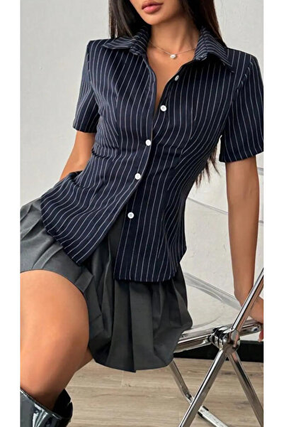 SEFUR Βίντατζ ριγέ κοντομάνικο πουκάμισο [Καλοκαιρινή Τάση '26]