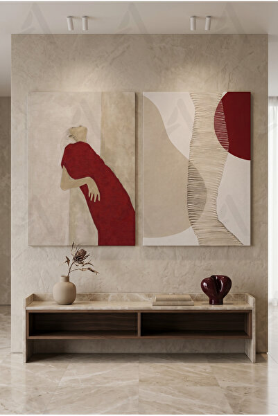 Artease Set of 2 Abstract Minimal Expression Canvas Paintings