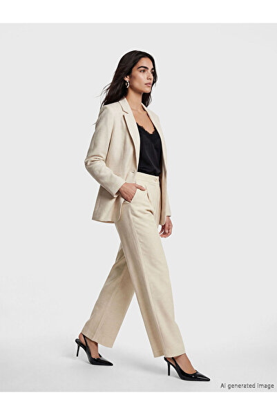 LC Waikiki Nevavm Women's Linen Blend Trousers with Elastic Waist