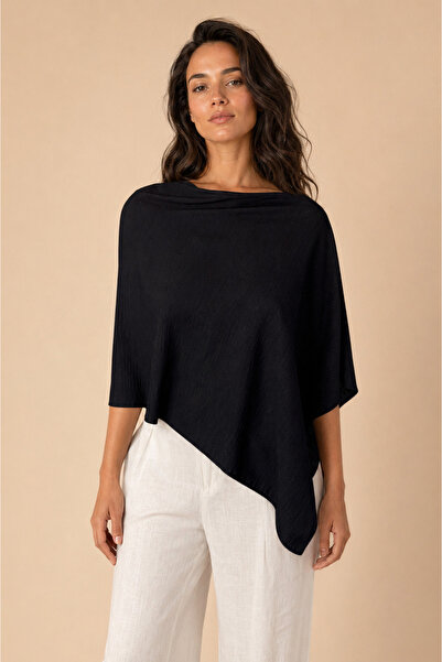 Sebir Moda Ασύμμετρο λινό πόντσο