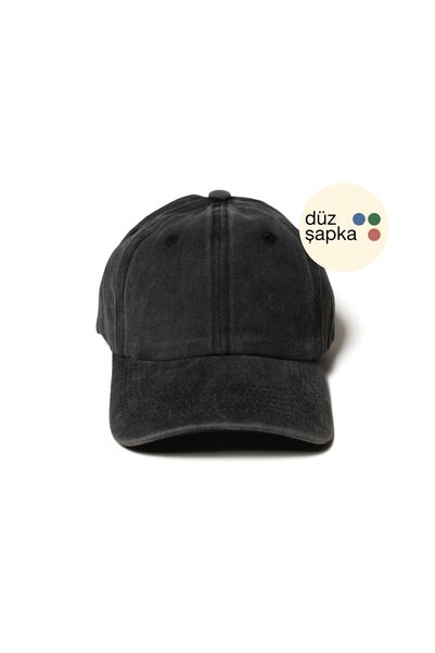 düz şapka studio Flat Hat |   Anthracite Washed Cap - Minimalist, Without Logo and Text