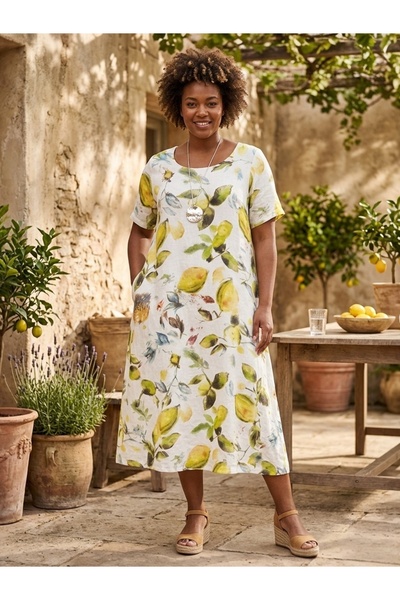 ELLA CAMELIA Floral Patterned Midi Length Lined Dress