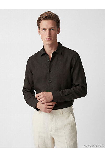 LC Waikiki Nevavm Regular Fit 100% Linen Men's Shirt with Difference