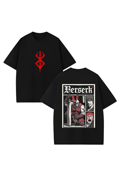 MAGORS Tricou unisex cu decolteu rotund, 100% bumbac, cu imprimeu Berserk Ani...