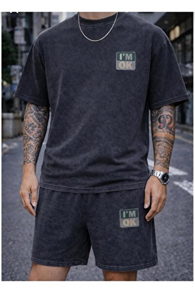 DİVİN UNISEX Σετ μπλουζάκι και σορτς με στάμπα oversize